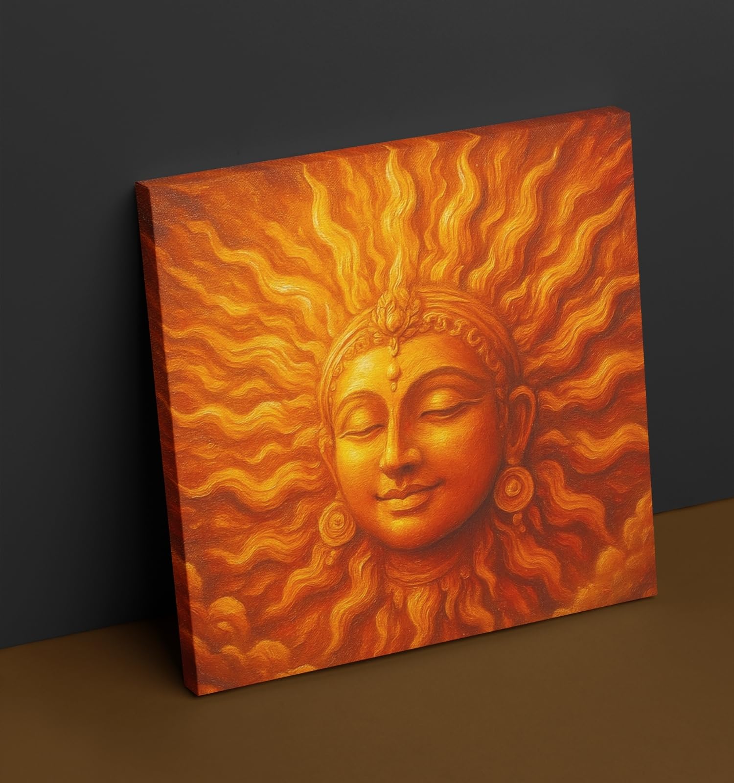 Kunj Cart Abstract Sun Painting Vastu (WITHOUT FRAME) (24x24 Inch